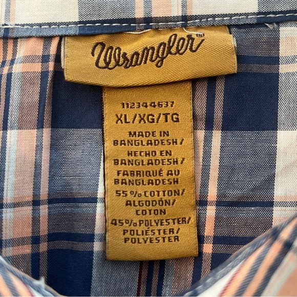 Women's Wrangler Essential Western Anthem Blue Plaid Long Sleeve Shirt Size XL - Picture 5 of 12